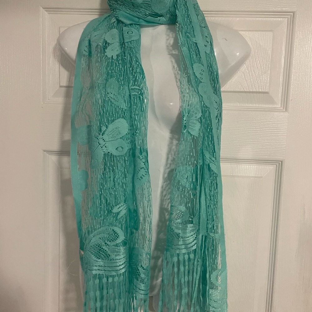 Mint Green Lace Scarf